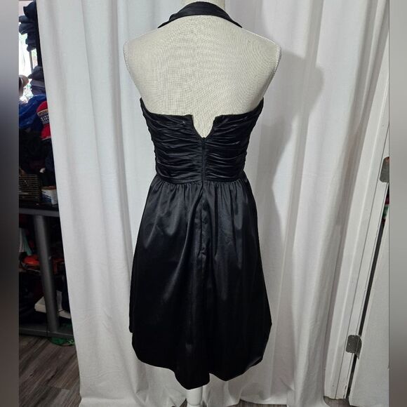 White House Black Market Womens Dress Satin Halter Formal Prom Black sz 2 - Picture 6 of 10